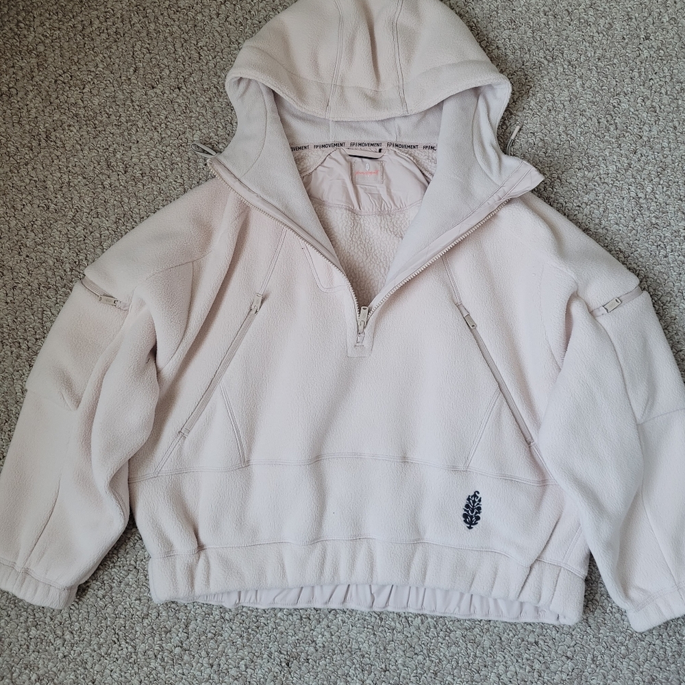 Free People Wild And Free Pullover. 1/2 Zipper Hooded Jacket - Picture 8 of 10
